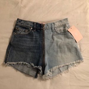 REVICE DENIM Two Toned Zipper Shorts